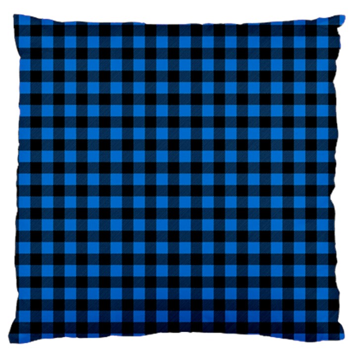 Lumberjack Fabric Pattern Blue Black Large Flano Cushion Case (Two Sides)