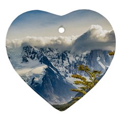 Snowy Andes Mountains, El Chalten Argentina Ornament (heart) by dflcprints