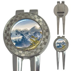 Snowy Andes Mountains, El Chalten Argentina 3-in-1 Golf Divots by dflcprints