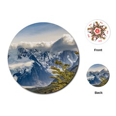 Snowy Andes Mountains, El Chalten Argentina Playing Cards (round)  by dflcprints