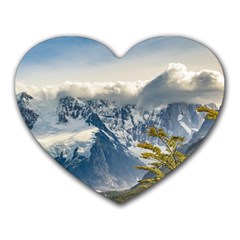 Snowy Andes Mountains, El Chalten Argentina Heart Mousepads by dflcprints