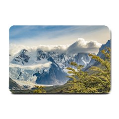 Snowy Andes Mountains, El Chalten Argentina Small Doormat  by dflcprints