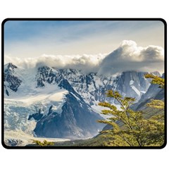 Snowy Andes Mountains, El Chalten Argentina Fleece Blanket (medium)  by dflcprints