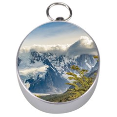 Snowy Andes Mountains, El Chalten Argentina Silver Compasses by dflcprints