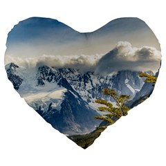 Snowy Andes Mountains, El Chalten Argentina Large 19  Premium Flano Heart Shape Cushions by dflcprints