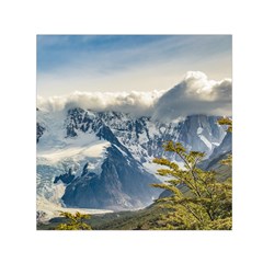 Snowy Andes Mountains, El Chalten Argentina Small Satin Scarf (square) by dflcprints