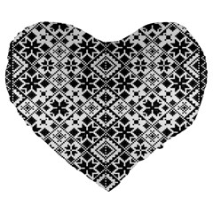 Pattern Large 19  Premium Flano Heart Shape Cushions