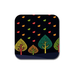 Vector Color Tree Rubber Square Coaster (4 pack) 