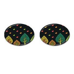 Vector Color Tree Cufflinks (Oval)