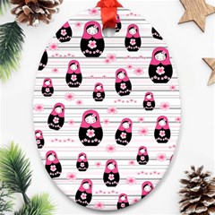 Matryoshka Doll Pattern Ornament (oval) by Valentinaart