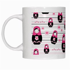 Matryoshka Doll Pattern White Mugs by Valentinaart