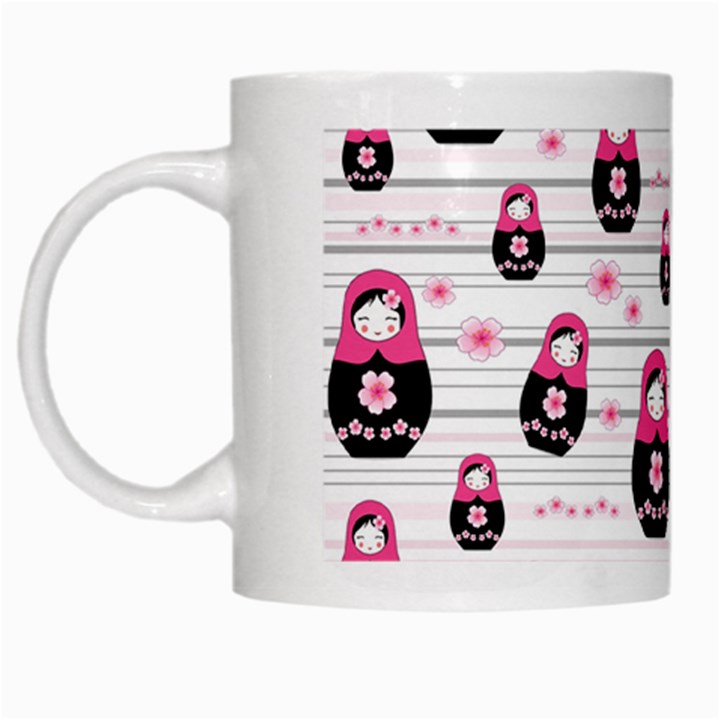 Matryoshka doll pattern White Mugs