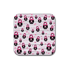 Matryoshka Doll Pattern Rubber Coaster (square)  by Valentinaart