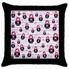 Matryoshka Doll Pattern Throw Pillow Case (black) by Valentinaart