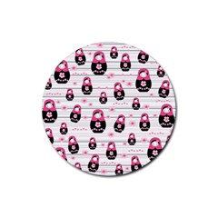 Matryoshka Doll Pattern Rubber Coaster (round)  by Valentinaart