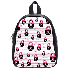 Matryoshka Doll Pattern School Bags (small)  by Valentinaart