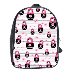 Matryoshka Doll Pattern School Bags (xl)  by Valentinaart