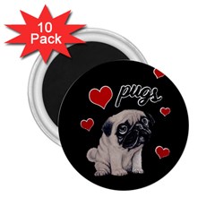 Love Pugs 2 25  Magnets (10 Pack)  by Valentinaart