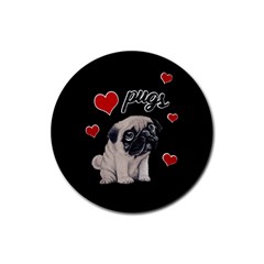 Love Pugs Rubber Coaster (round)  by Valentinaart