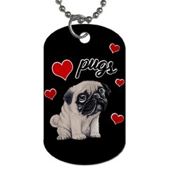 Love Pugs Dog Tag (one Side) by Valentinaart