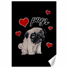 Love Pugs Canvas 12  X 18   by Valentinaart