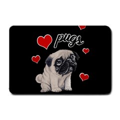 Love Pugs Small Doormat  by Valentinaart