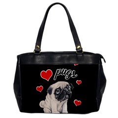 Love Pugs Office Handbags (2 Sides)  by Valentinaart