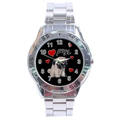 Love Pugs Stainless Steel Analogue Watch by Valentinaart