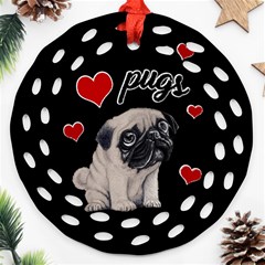 Love Pugs Round Filigree Ornament (two Sides) by Valentinaart