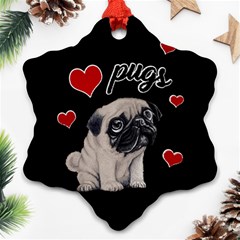 Love Pugs Snowflake Ornament (two Sides) by Valentinaart