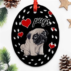 Love Pugs Oval Filigree Ornament (two Sides) by Valentinaart