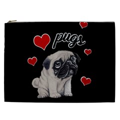 Love Pugs Cosmetic Bag (xxl)  by Valentinaart