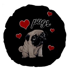 Love Pugs Large 18  Premium Round Cushions by Valentinaart