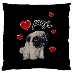 Love Pugs Standard Flano Cushion Case (one Side) by Valentinaart