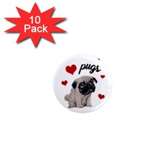 Love Pugs 1  Mini Magnet (10 Pack)  by Valentinaart