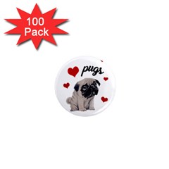 Love Pugs 1  Mini Magnets (100 Pack)  by Valentinaart