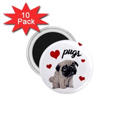 Love Pugs 1 75  Magnets (10 Pack)  by Valentinaart