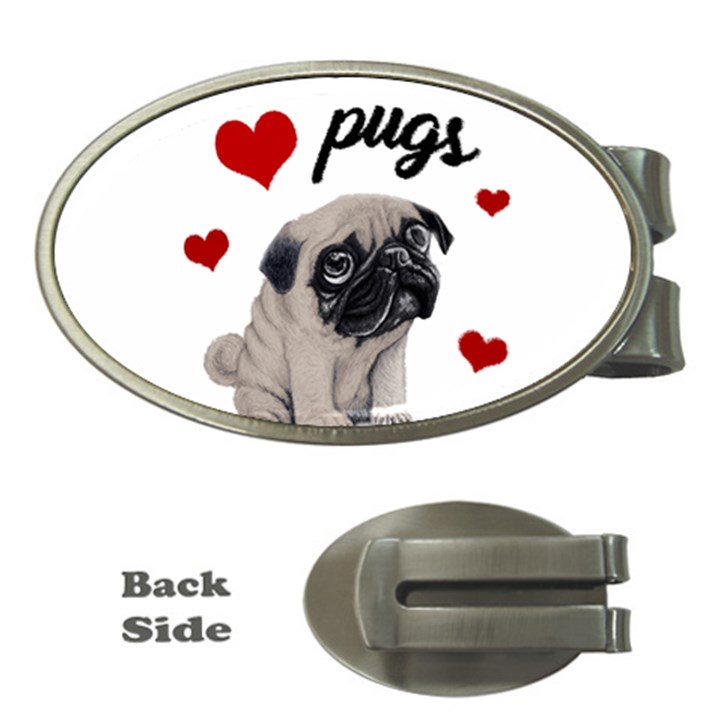 Love pugs Money Clips (Oval) 