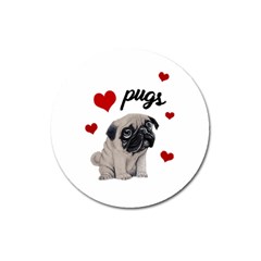 Love Pugs Magnet 3  (round) by Valentinaart