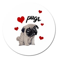 Love Pugs Magnet 5  (round) by Valentinaart