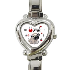 Love Pugs Heart Italian Charm Watch by Valentinaart