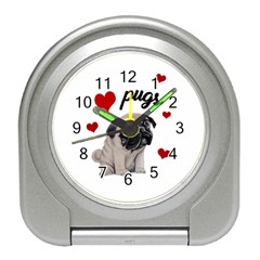 Love Pugs Travel Alarm Clocks by Valentinaart