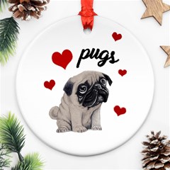 Love Pugs Round Ornament (two Sides) by Valentinaart