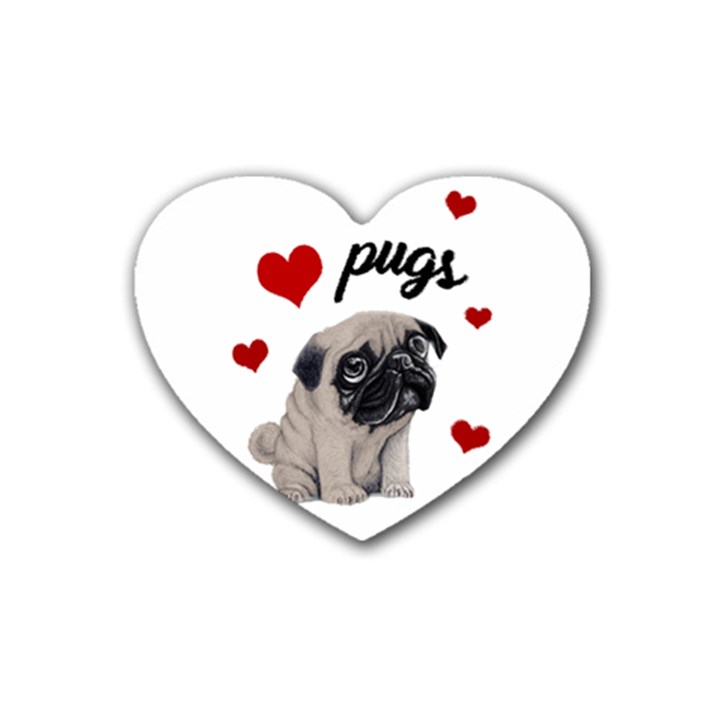 Love pugs Rubber Coaster (Heart) 