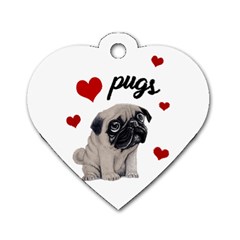 Love Pugs Dog Tag Heart (one Side) by Valentinaart