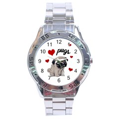 Love Pugs Stainless Steel Analogue Watch by Valentinaart