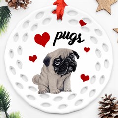 Love Pugs Ornament (round Filigree) by Valentinaart