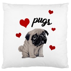 Love Pugs Large Cushion Case (two Sides) by Valentinaart