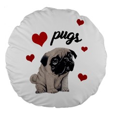 Love Pugs Large 18  Premium Round Cushions by Valentinaart