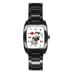 Love Pugs Stainless Steel Barrel Watch by Valentinaart